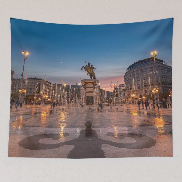 Item preview, Skopje, North Macedonia at night designed and sold by mitzobs.