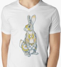 Mandala-Häschen T-Shirt mit V-Ausschnitt für Männer