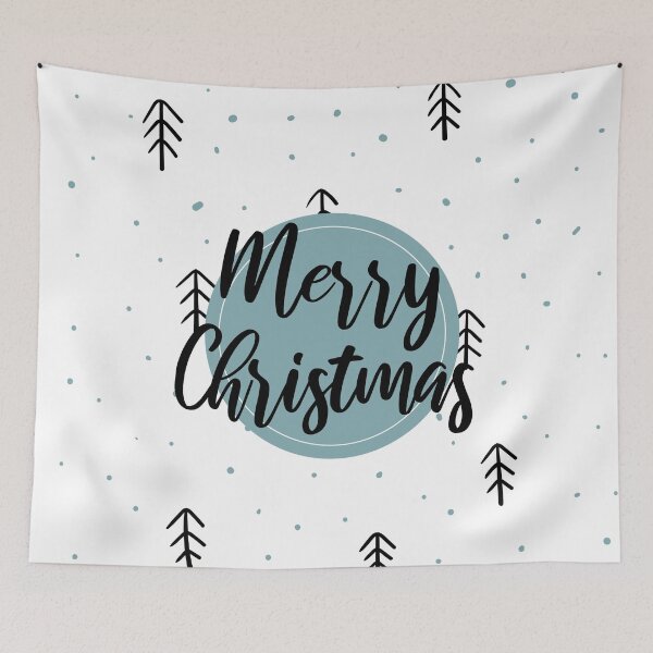 Item preview, Merry Christmas card with cute black and white fur trees, snowflakes, text designed and sold by MangoFun.