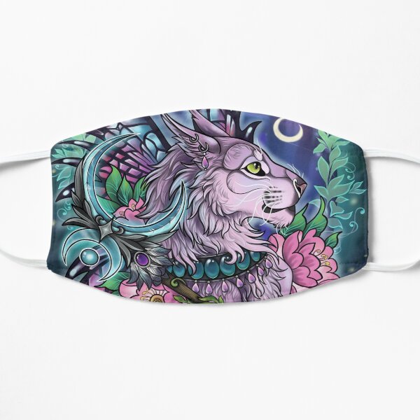 Feen Königin Nacht Elfen Druiden Katze mit Hintergrund Flache Maske