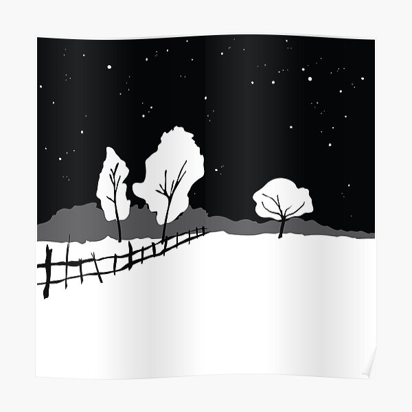 Walking in the snow at night Poster