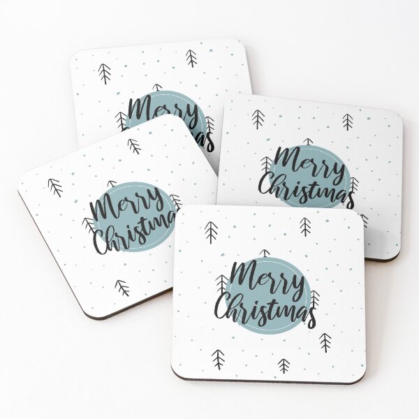 Item preview, Merry Christmas card with cute black and white fur trees, snowflakes, text designed and sold by MangoFun.
