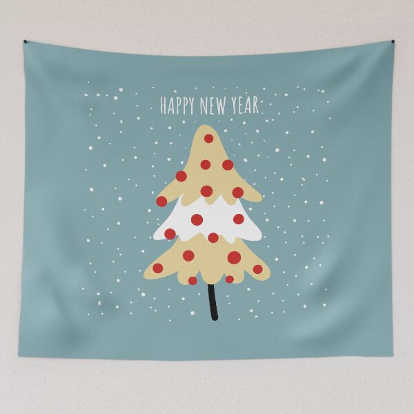 Item preview, Merry Christmas card with cute fur tree, snowflakes, text designed and sold by MangoFun.