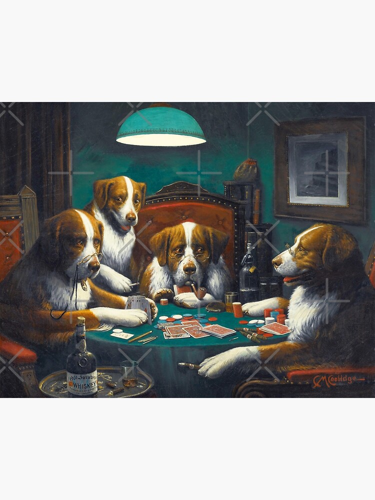 Dog playing 2024 poker tapestry