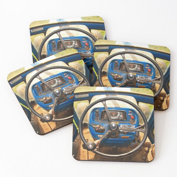 Item preview, Old blue tractor cab photo with wheel and pedals designed and sold by JHMimaging.