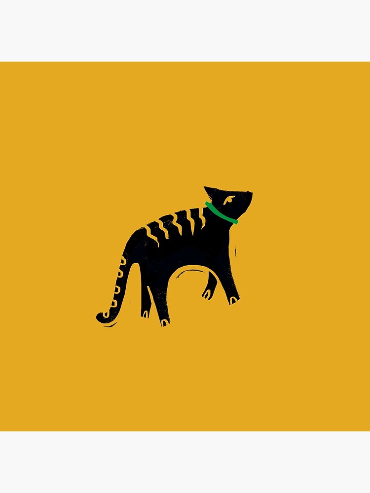 Thumbnail 4 of 4, Clock, Illustration of a Cat on a Yellow House designed and sold by Luisina Salce.