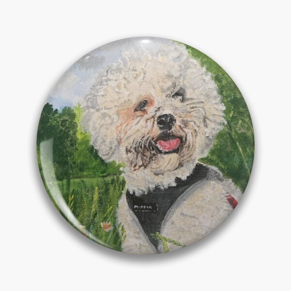 Item preview, A bichon frise taking in the sun in the countryside, original artwork in acrylic paint. designed and sold by shaz141.