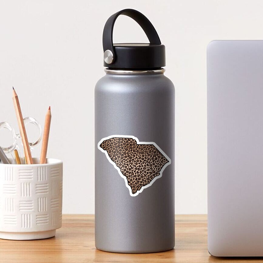 South Carolina in Leopard Print Sticker