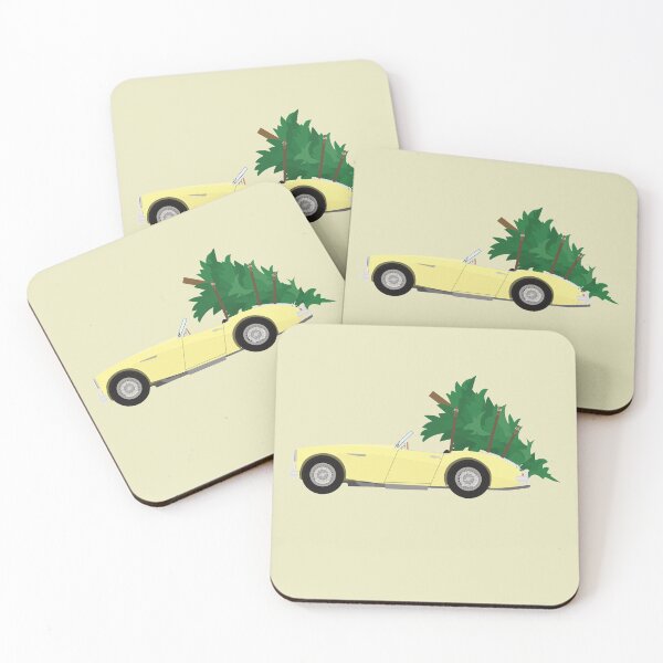 Item preview, Christmas Austin Healey 100/6 Sports Classic Car (Primrose) with tree on the boot designed and sold by JHMimaging.