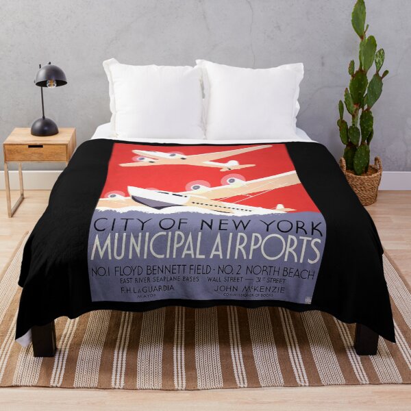 Item preview, retro classic New York municipal airports poster designed and sold by CorasPosters.