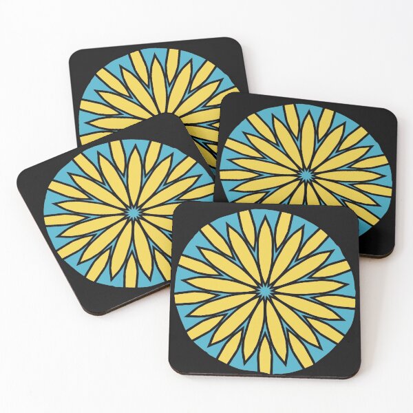 Item preview, Big Round Blue And Yellow Geometric Kaleidoscopic Flower designed and sold by Chubuter.