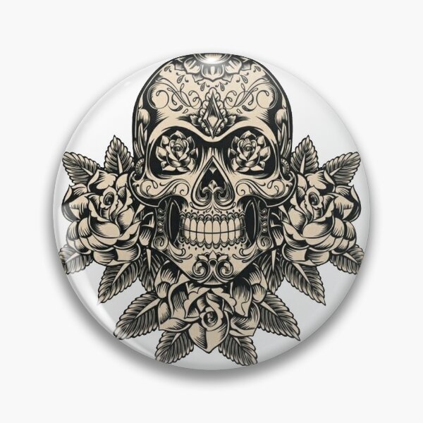 Item preview, Grey Skull with Flowers designed and sold by slc2213.