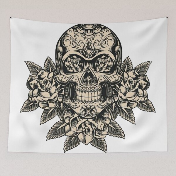 Item preview, Grey Skull with Flowers designed and sold by slc2213.