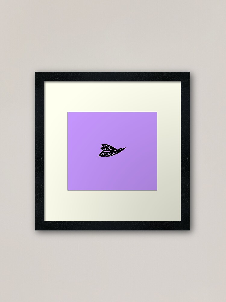 Thumbnail 2 of 7, Framed Art Print, Illustration of a flying bird on a lilac horizont designed and sold by Luisina Salce.