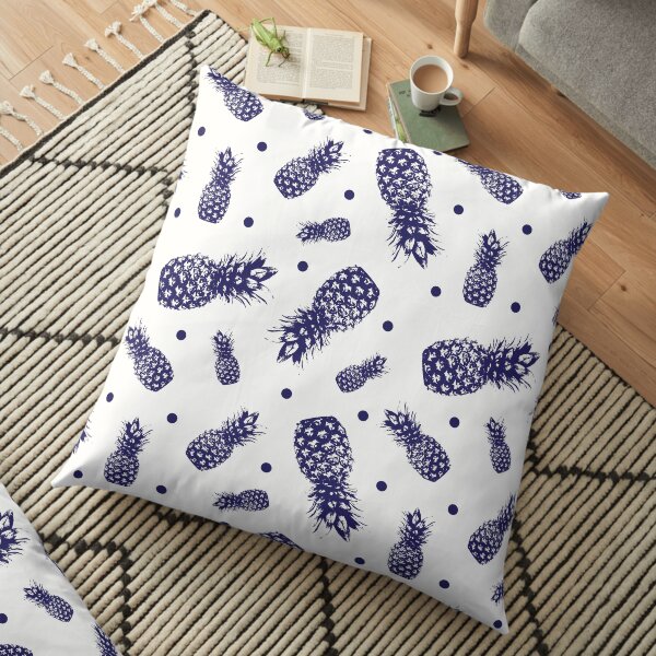Vintage Tropical Pineapples Pattern Floor Pillow