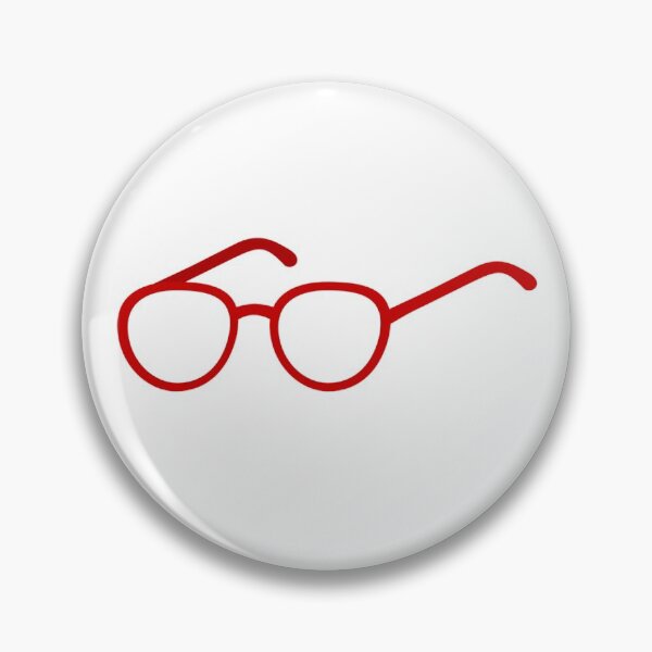 Red Round Nerd Glasses Pin