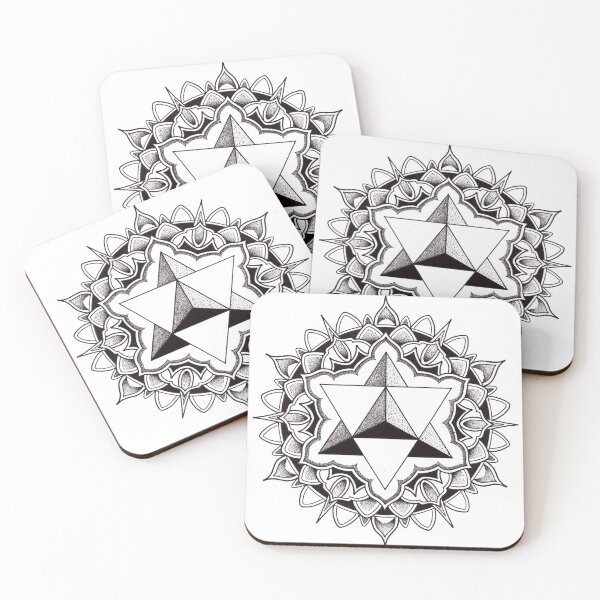 Item preview, Tetahedron mandala in pen and ink dotwork designed and sold by René Voortwist Pen and Ink art.