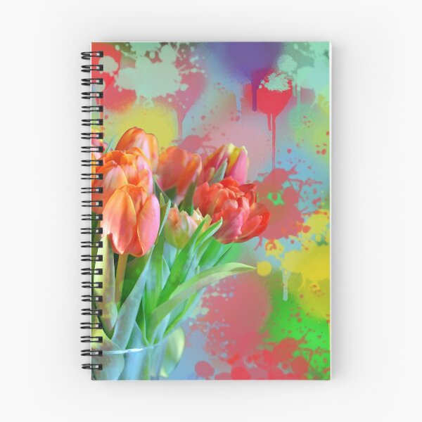 Item preview, Colourful Painterly tulips on an abstract background. designed and sold by walstraasart.