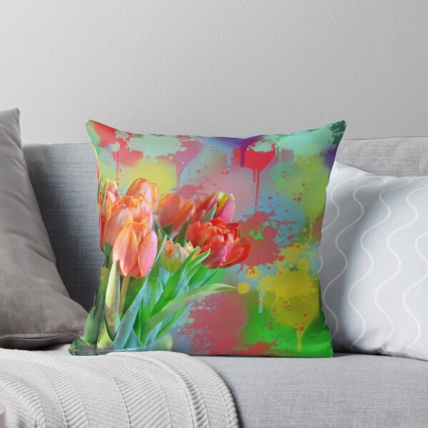 Item preview, Colourful Painterly tulips on an abstract background. designed and sold by walstraasart.