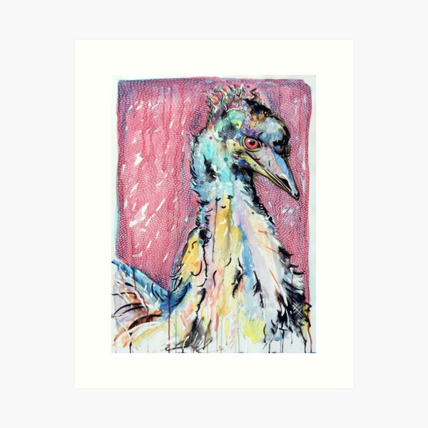 Emu with red Art Print
