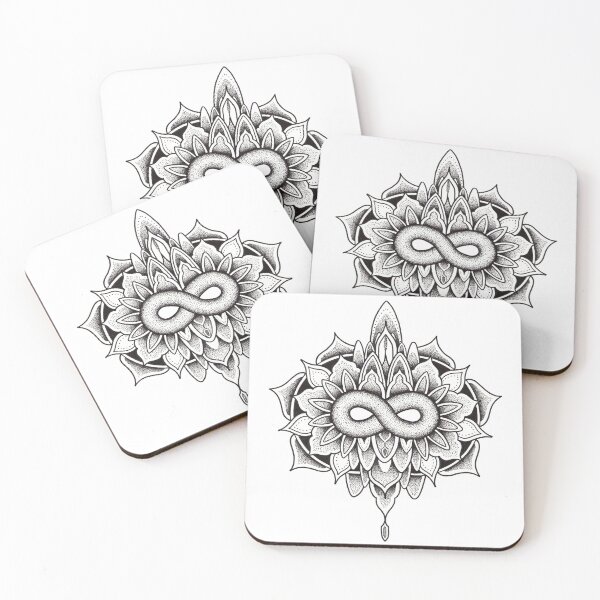 Item preview, Venetian mask mandala in pen and ink dotwork designed and sold by René Voortwist Pen and Ink art.