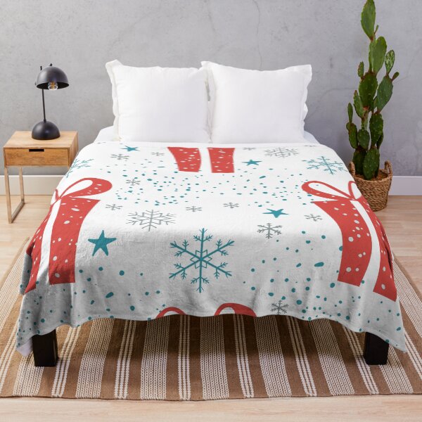 Item preview, Winter Gift Christmas seamless pattern. red gifts, blue snowflakes on white background. Christmas seamless pattern designed and sold by Olgus.