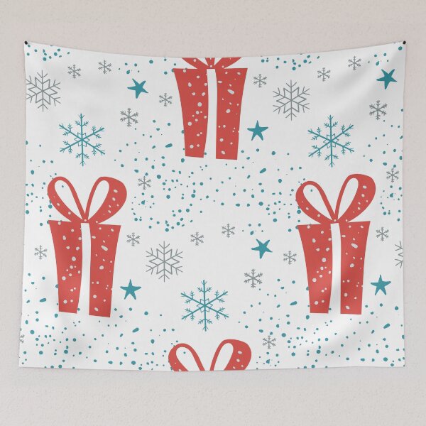 Item preview, Winter Gift Christmas seamless pattern. red gifts, blue snowflakes on white background. Christmas seamless pattern designed and sold by Olgus.