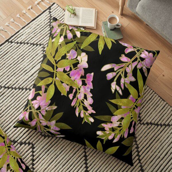 Pink Wisteria Blossom Floor Pillow
