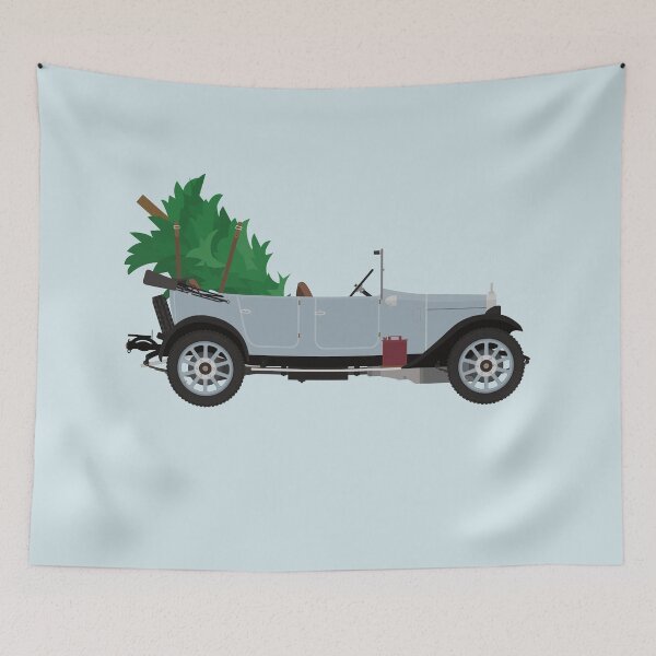 Item preview, Christmas Austin 12/4 Tourer 'Clifton' with roof down (Grey Blue) with tree in the back designed and sold by JHMimaging.