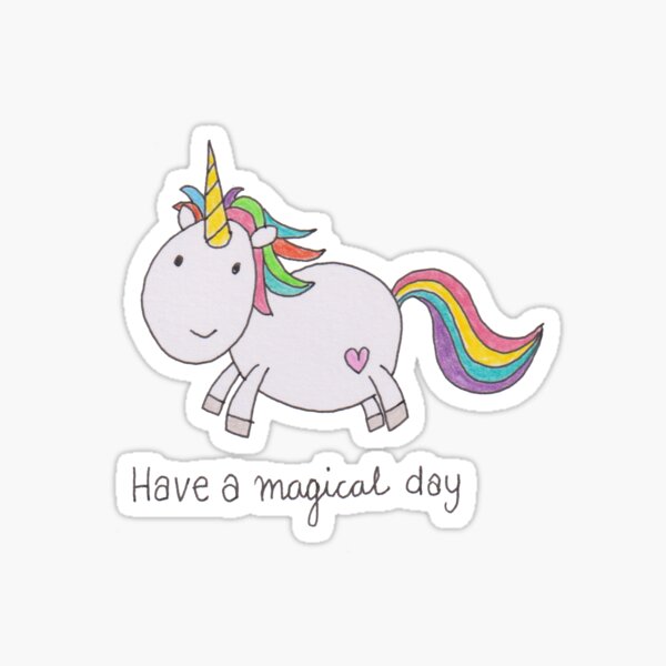 Aperçu de l'œuvre Have a Magical ( Rainbow Unicorn) Day - White Background créée et vendue par LouiseFranksArt.