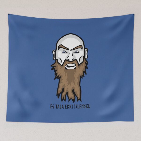 Item preview, angry viking, doesn't speak icelandic on blue designed and sold by MaesterAemon.