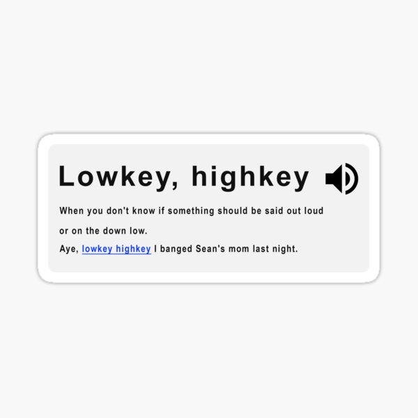 Lowkey Highkey Meaning Funny Slang Word Definition Funny Word Definition Hot Slang Words Meaning Sticker By Obito Designs Redbubble
