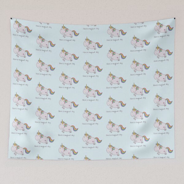 Artikelvorschau, Have a Magical ( Rainbow Unicorn) Day - Blue Background entworfen und verkauft von LouiseFranksArt.