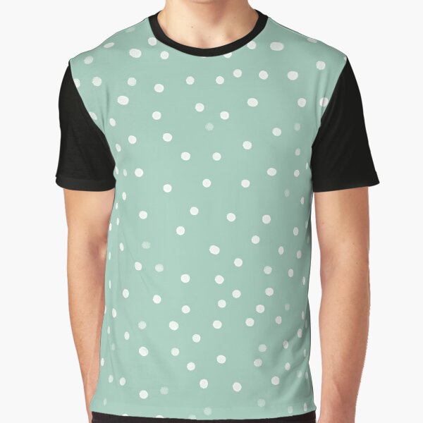 White Tshirt In Dark Green Polka Dots Isolated On White Background