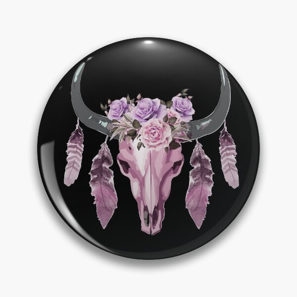 Item preview, Pink Cow Skull and Crown leaves and butterflies designed and sold by Collagedream.