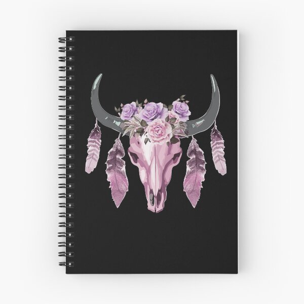 Item preview, Pink Cow Skull and Crown leaves and butterflies designed and sold by Collagedream.