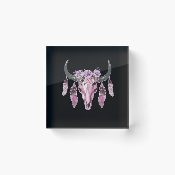 Item preview, Pink Cow Skull and Crown leaves and butterflies designed and sold by Collagedream.
