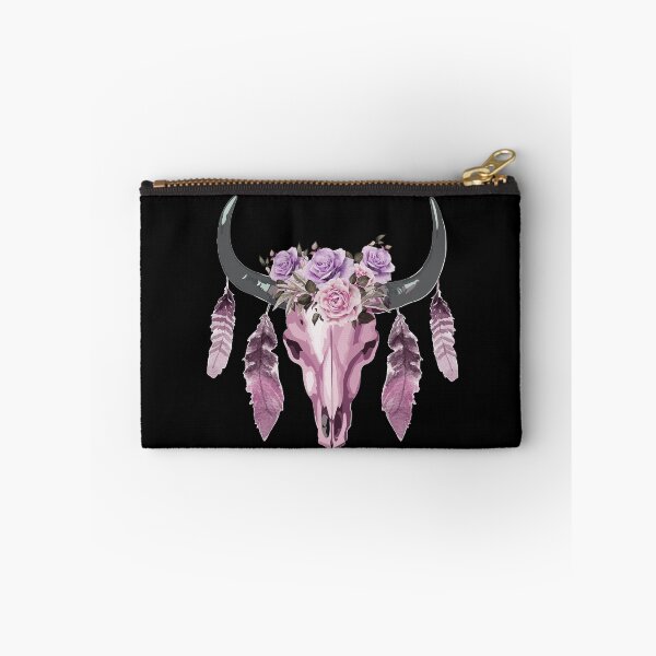 Item preview, Pink Cow Skull and Crown leaves and butterflies designed and sold by Collagedream.