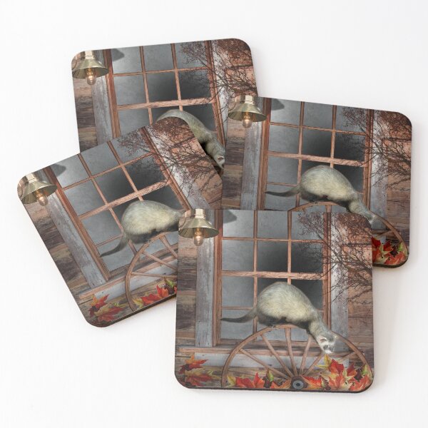 Item preview, Autumn Escape Ferret - Window ferrets art design designed and sold by BarbaraGlebska.