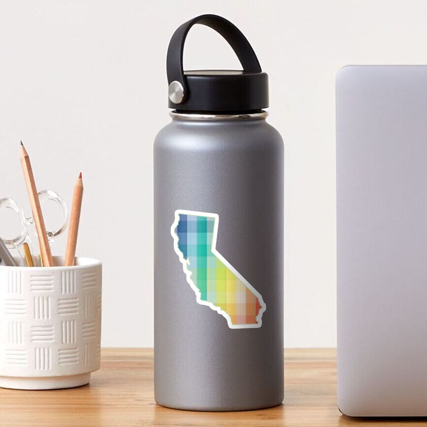 California in Rainbow Plaid Sticker