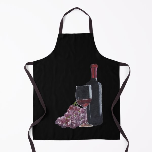 Item preview, Oil painting on stretched canvas of a wine glass and bottle with black grapes. designed and sold by Abha-Hues.