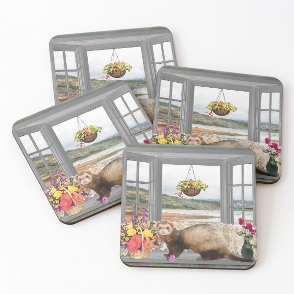 Item preview, Summer Holiday Cute Ferret with flowers Art  designed and sold by BarbaraGlebska.