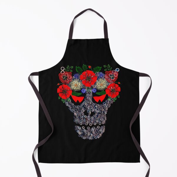 Item preview, Spooky Skull in Ukrainian Flower Crown Wreath - Floral Gothic Metal Skull Halloween Gift designed and sold by r-silver.