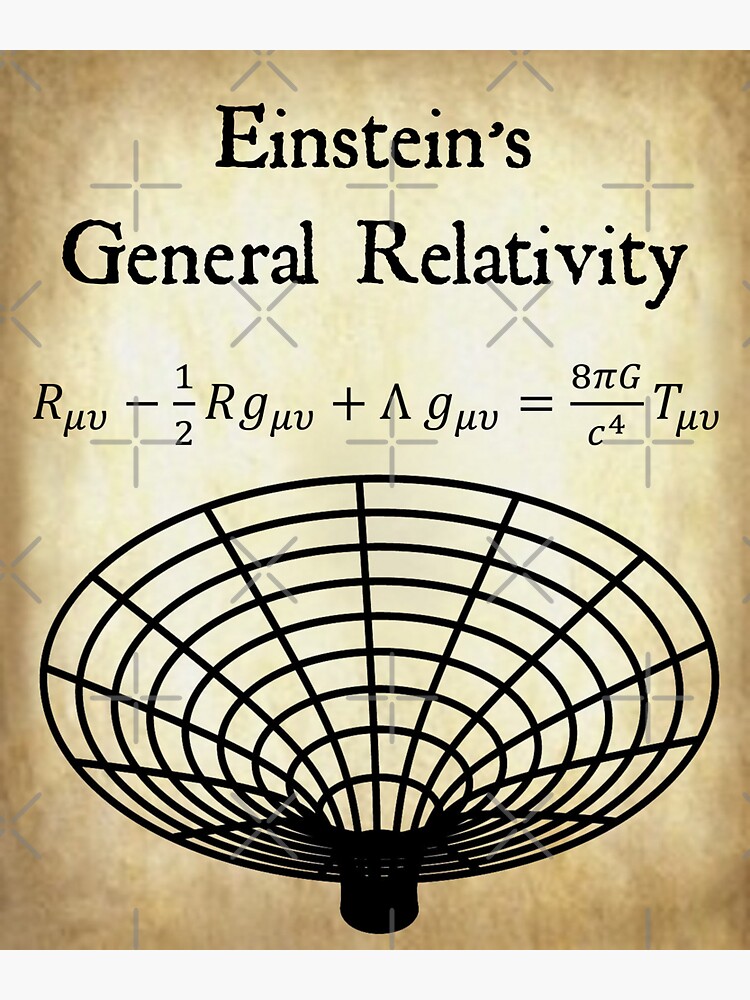 Einsteins General Relativity Vintage Math Physics Design On Parchment Background Sticker For 3734