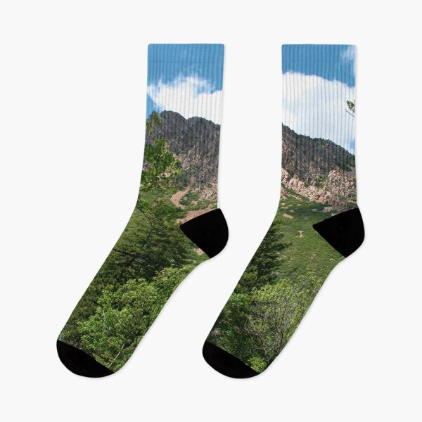 Item preview, Summer mountain scene with trees, grass, plants, water, blue sky and clouds  designed and sold by Ventures1.