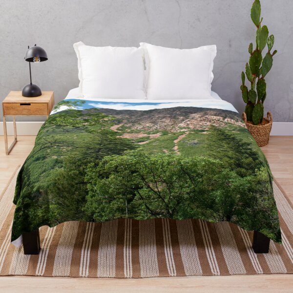 Item preview, Summer mountain scene with trees, grass, plants, water, blue sky and clouds designed and sold by Ventures1.