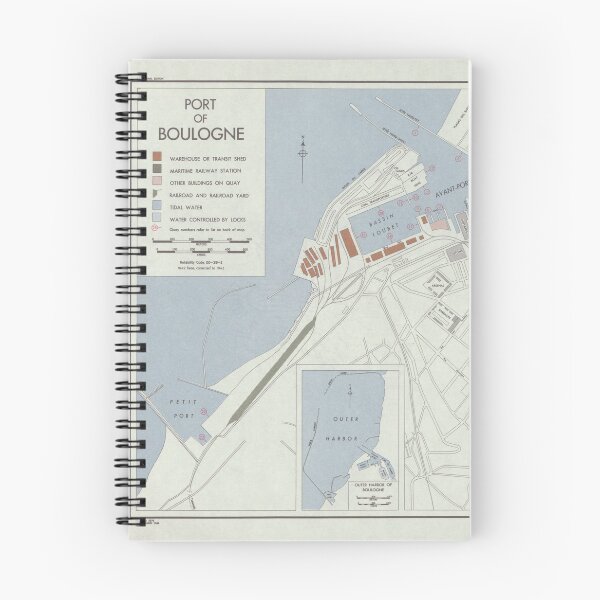 Item preview, Port of Boulogne, France - Vintage 1944 Historical Map designed and sold by Vintage-TM.
