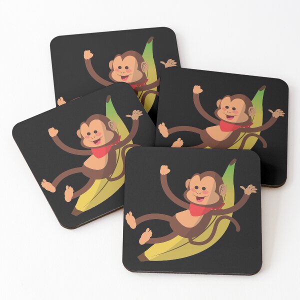 Item preview, Cute animated playing monkey with banana designed and sold by Apoorv Choudhary.