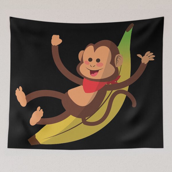 Item preview, Cute animated playing monkey with banana designed and sold by Apoorv Choudhary.