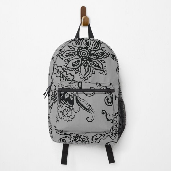 Item preview, Scribbly Black Line Decorative Floral Paisley on Grey Ground designed and sold by Leslie Rogers Todder.
